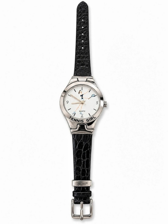 The Girls Accessories - The Girls Tennis Girl Watch in Black & Silver Like New
